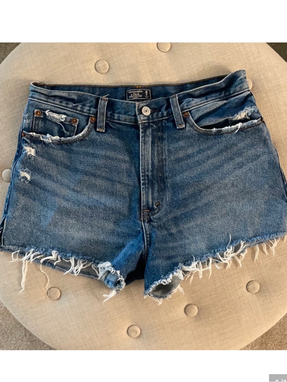 Abercrombie & Fitch Distressed Dark Blue Denim Cutoff Shorts